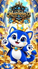 MystraPlay77 blue cat mascot